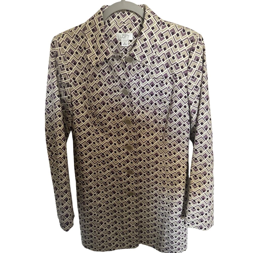 Ann Taylor Loft Women's Geometric Pattern Trench/Career Coat Perfect for Spring